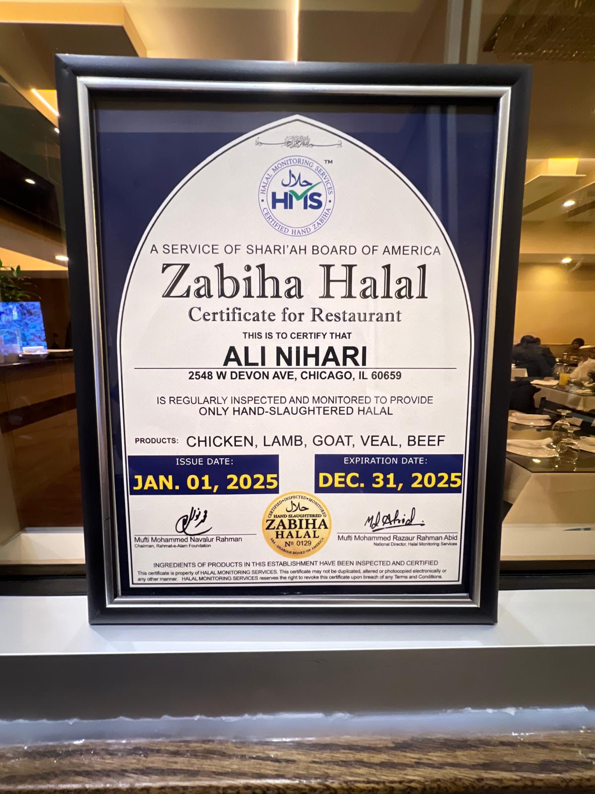 zabiha halal certificate